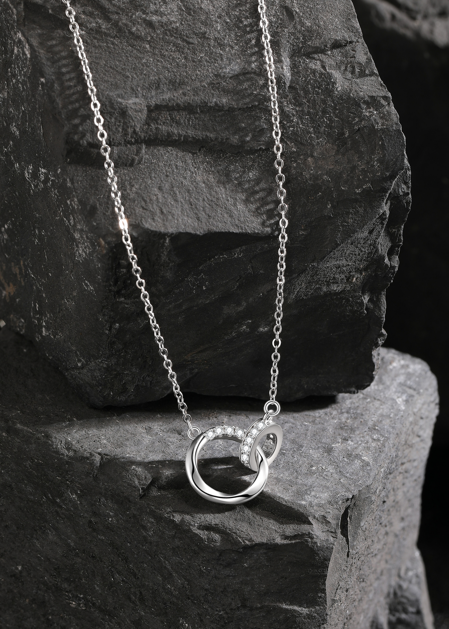 Choccy Kiss “Black Kiss” Double Ring S925 Sterling Silver Necklace