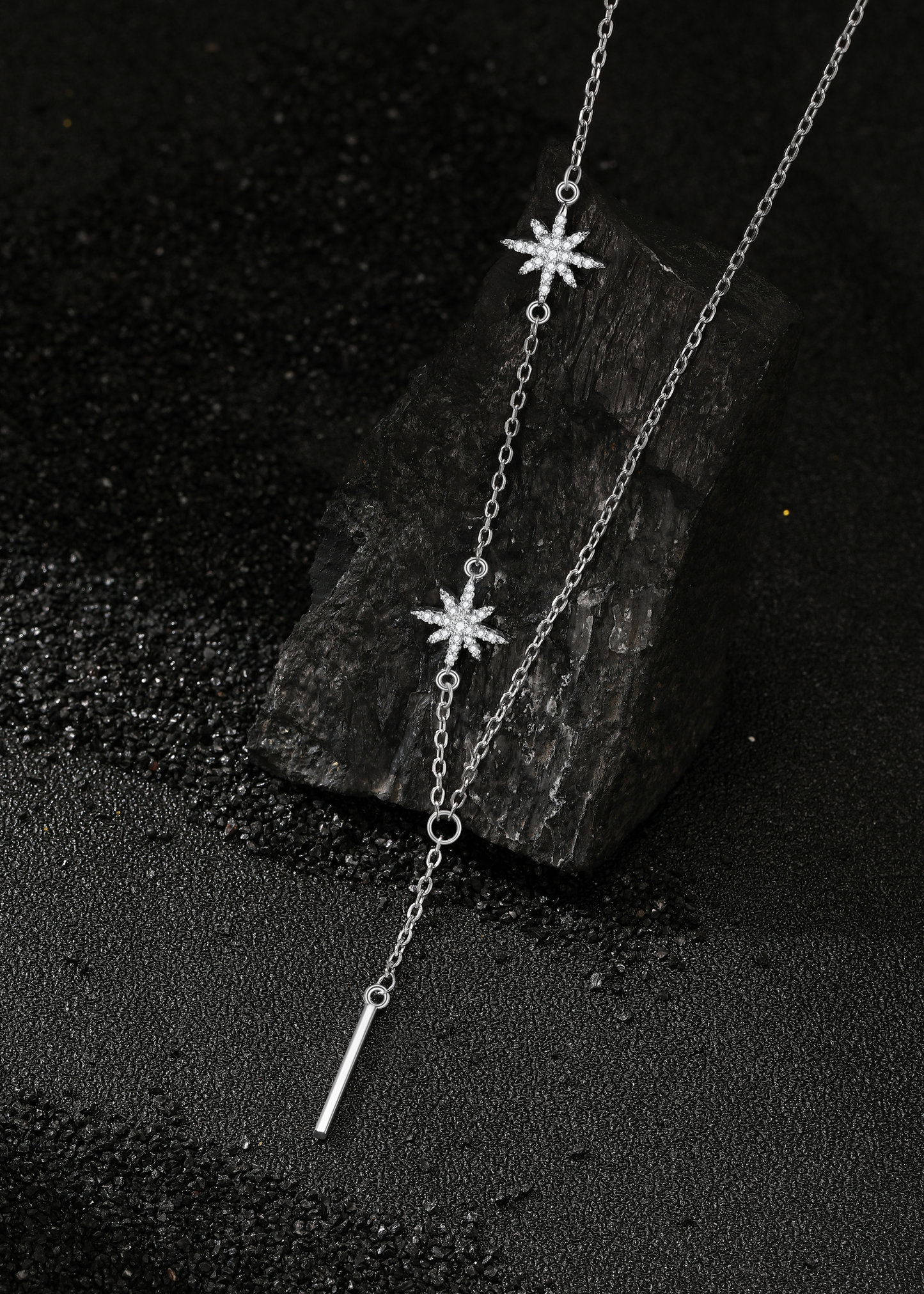 Choccy Kiss “Black Kiss” Hexagram Shooting Star S925 Sterling Silver Necklace
