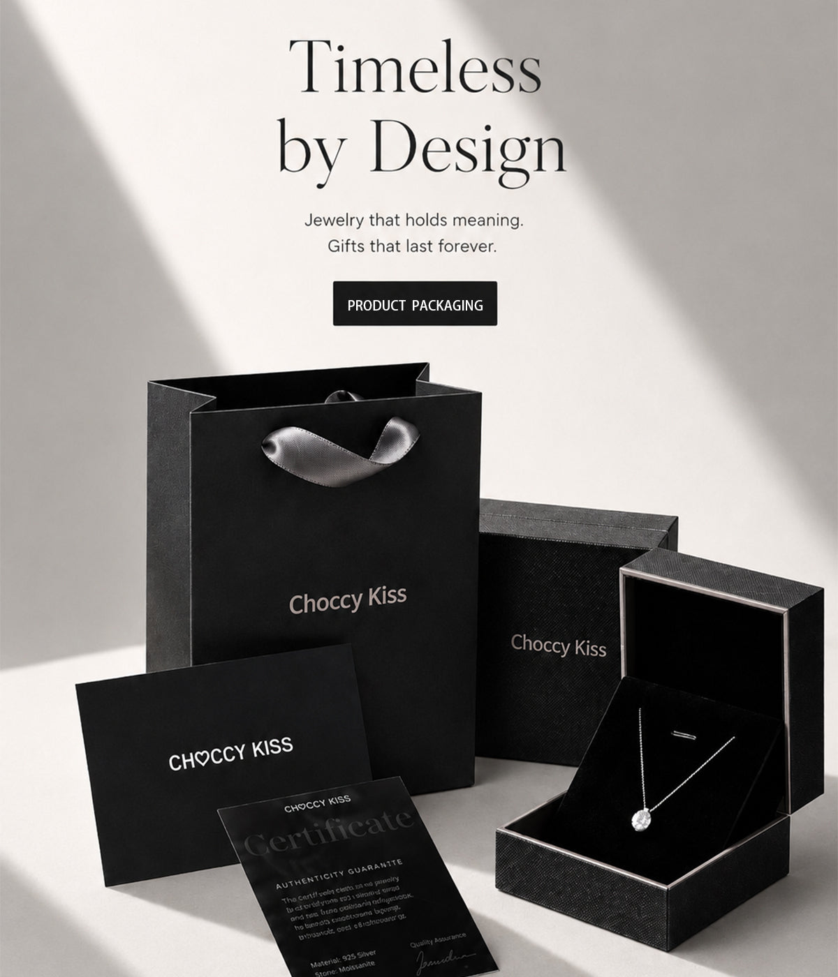 Choccy Kiss “Black Kiss” Cherished Crown S925 Sterling Silver Necklace