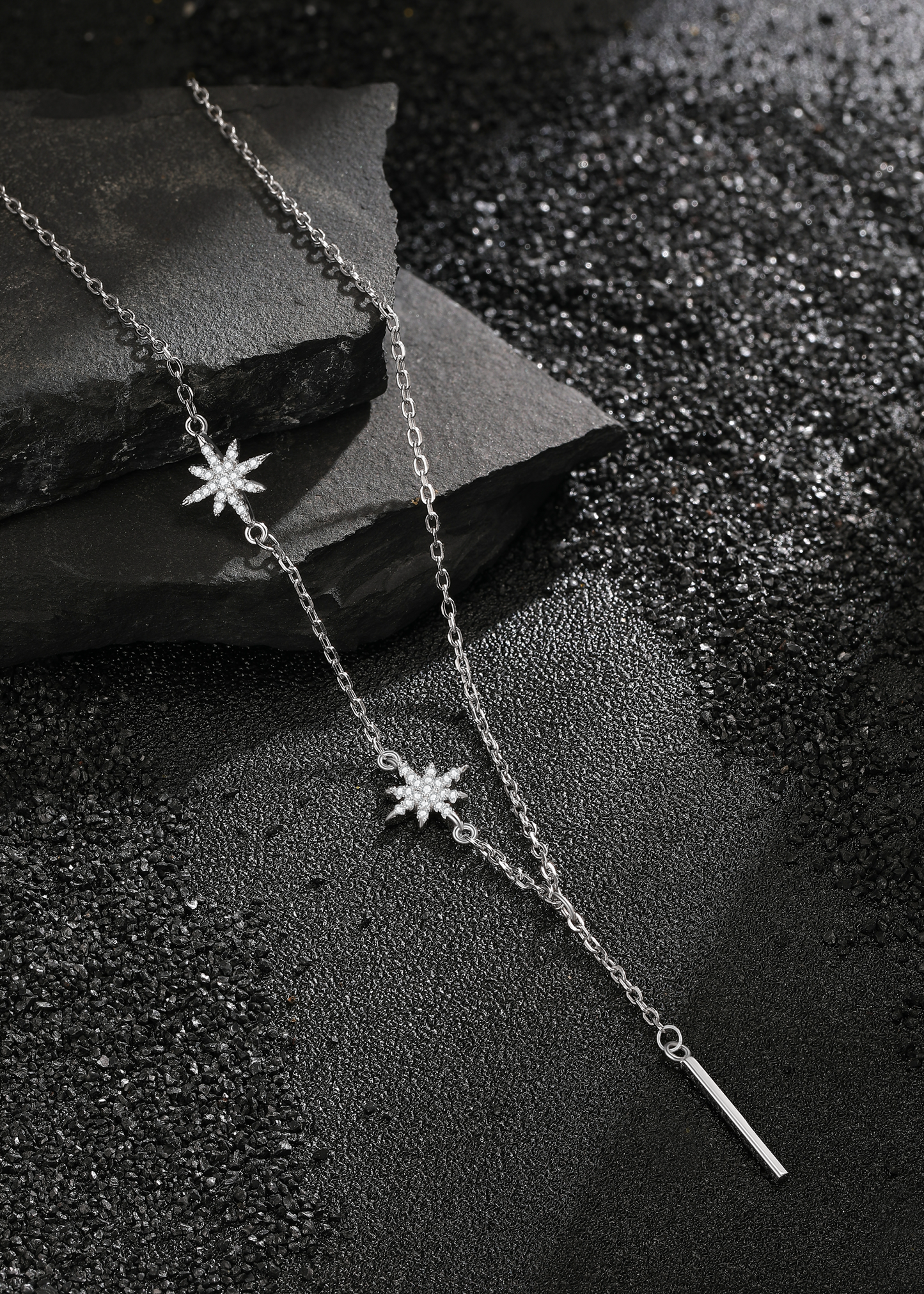 Choccy Kiss “Black Kiss” Hexagram Shooting Star S925 Sterling Silver Necklace