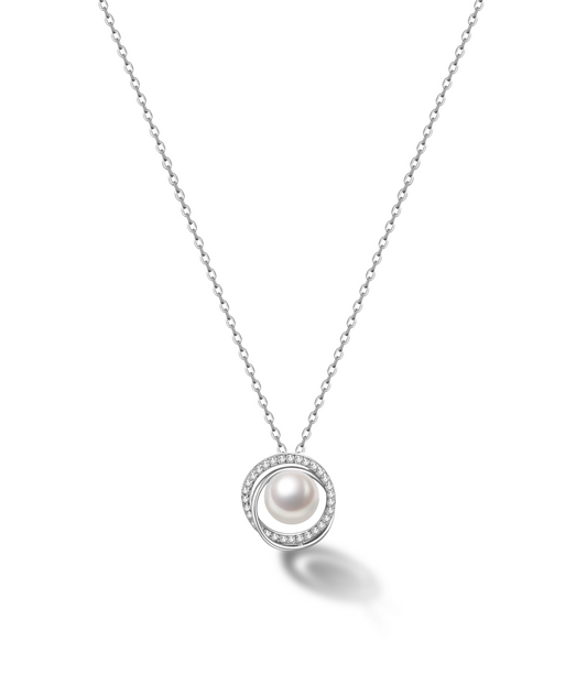 Choccy Kiss “Black Kiss” Star Orbit Pearl S925 Sterling Silver Necklace
