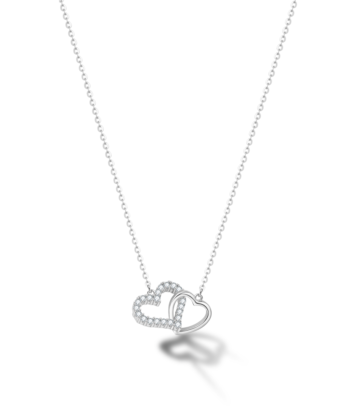 Choccy Kiss “Black Kiss” Twin Hearts S925 Sterling Silver Necklace