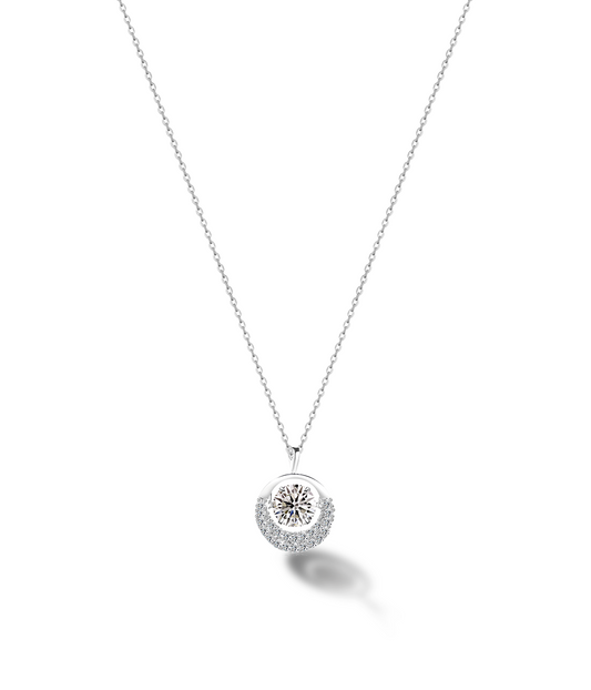Round Cut Moissanite Necklace in S925 Sterling Silver